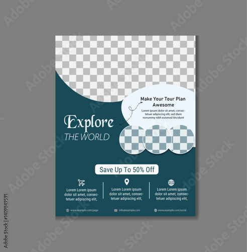 Modern Travel Flyer Template Design or  social media post business flyer template.