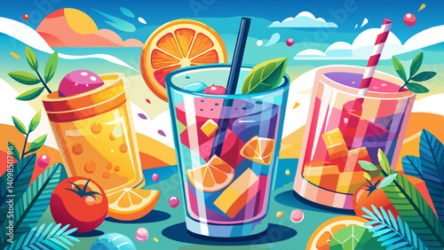 Chilled with sparkling ice and calm,
Each sip whispers summer’s song,
Sweet, tangy, and full of color.