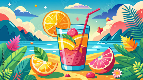 Chilled with sparkling ice and calm,
Each sip whispers summer’s song,
Sweet, tangy, and full of color.