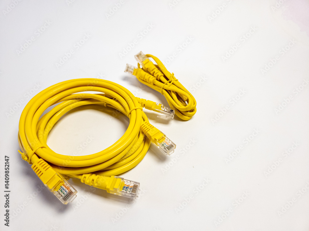 Three ethernet LAN cables. Isolated on white background. Three ethernet LAN cables. Isolated on white background.