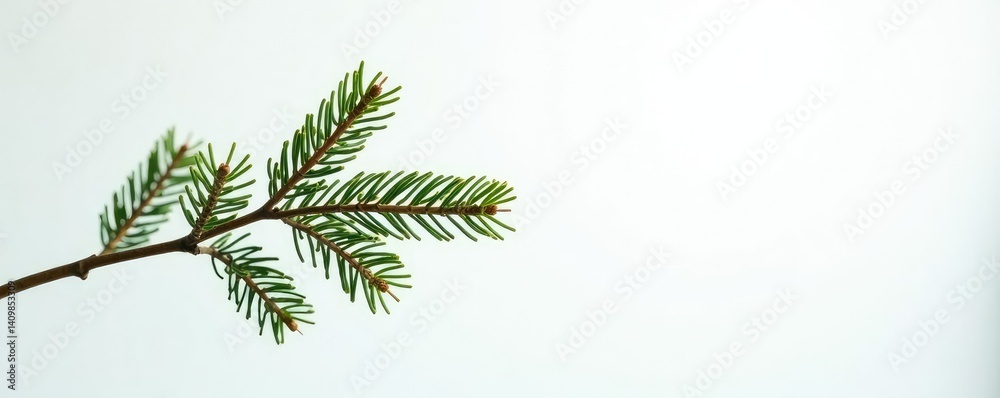 Obraz premium White pine branches against soft white backdrop, branch, isolated