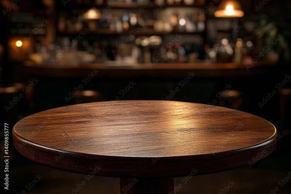 Obraz premium Warm inviting pub table inviting relaxation in a dimly lit bar