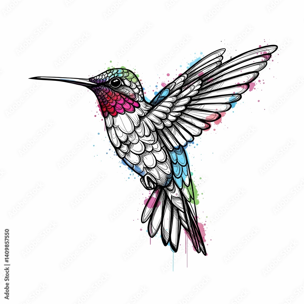 Obraz premium Beautiful Colorful Hummingbird Vector Image