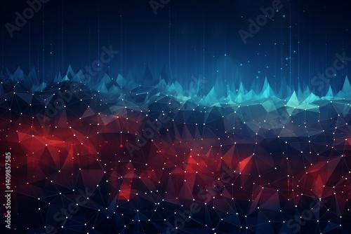 Geometric tech background featuring data flow visuals