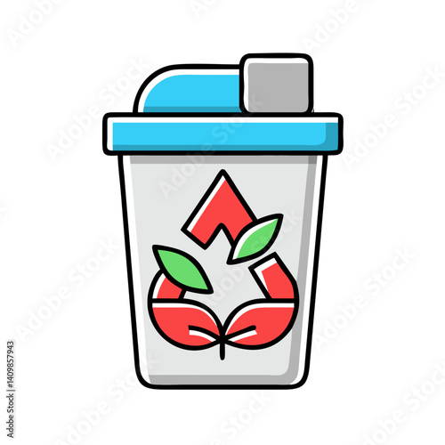 Waste cup with plant symbol for compostable materials