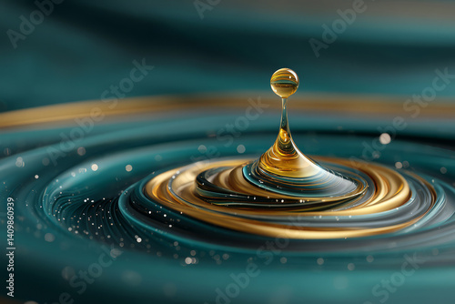 Floating liquid drop with cosmic reflections