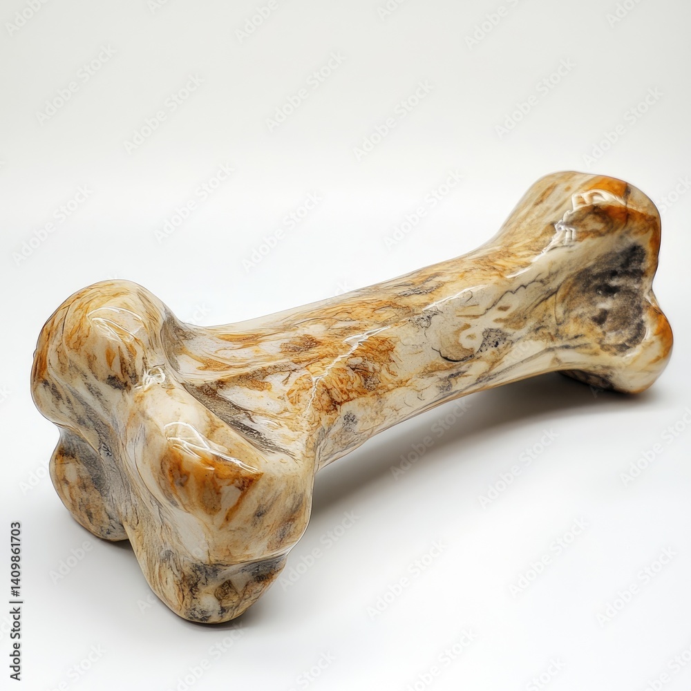 Fototapeta premium Large, intricately-detailed bone-shaped object in beige and brown tones