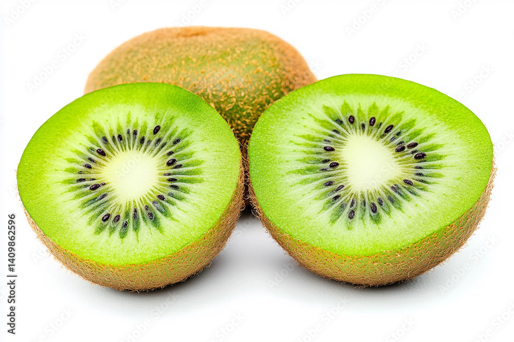 Watercolor kiwi some cut in half a white background Watercolor kiwi some cut in half a white background