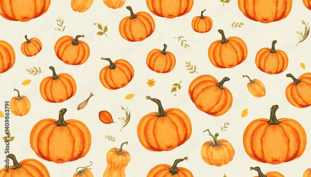 Adorable hand-drawn pumpkin harvest seamless pattern Perfect for autumn & Halloween projects, vector, pumpkin patch Adorable hand-drawn pumpkin harvest seamless pattern Perfect for autumn & Halloween projects, vector, pumpkin patch