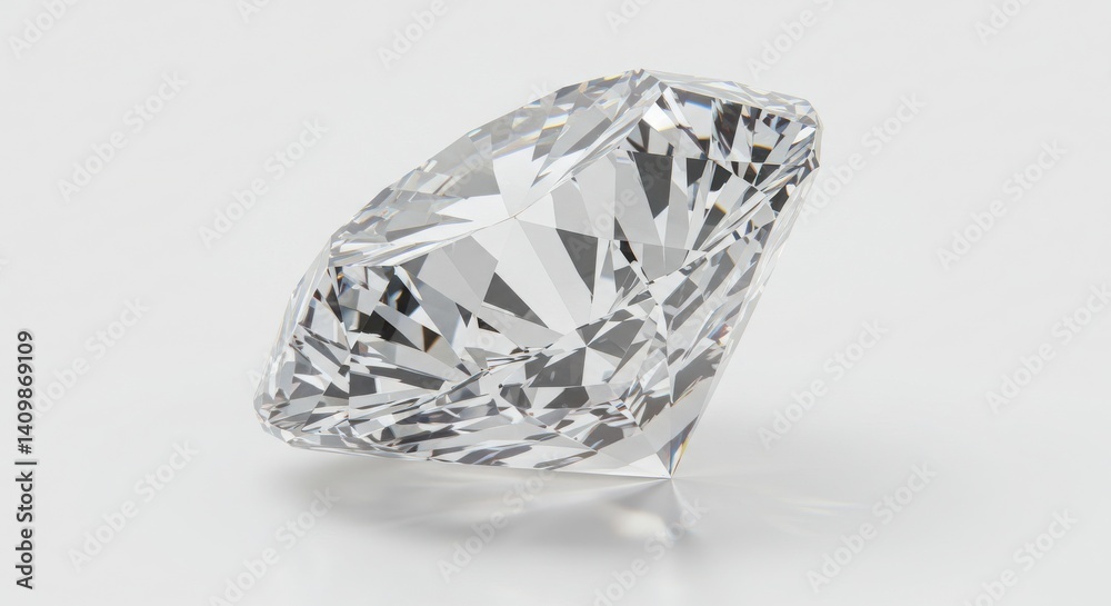 Close up of a single clear diamond on a white background Close up of a single clear diamond on a white background