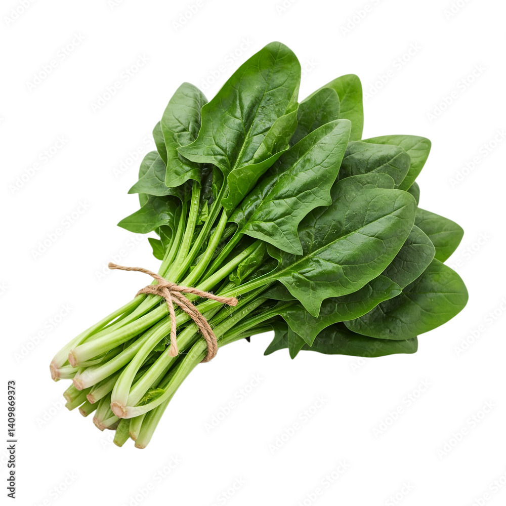 Tied spinach vegetables, isolated on a white background Tied spinach vegetables, isolated on a white background