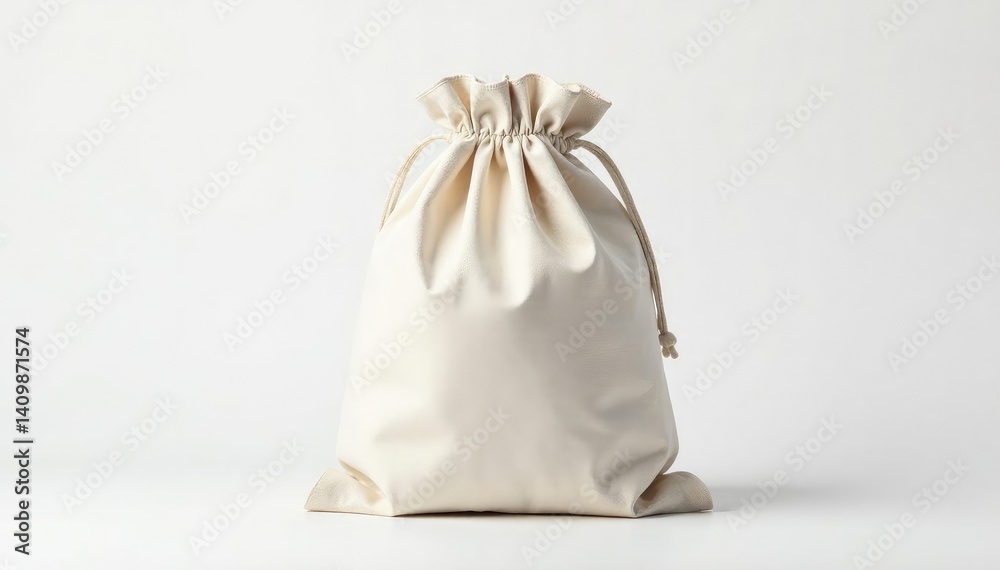 Small canvas drawstring bag, white background , simple, drawstring bag Small canvas drawstring bag, white background , simple, drawstring bag