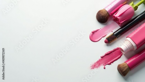 Spotless white surface ideal for showcasing cosmetics, beauty, light