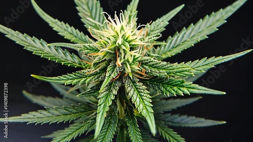 Close-up Cannabis Bud Against Black Background