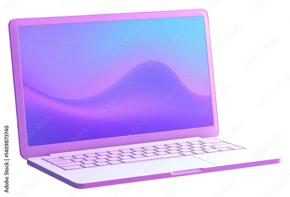 PNG Laptop computer purple screen.
