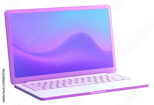 Obraz na płótnie PNG Laptop computer purple screen. w salonie