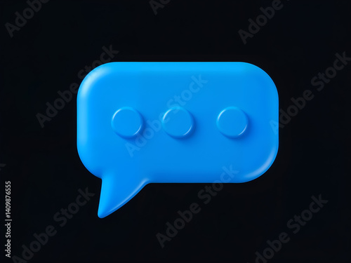Obraz na płótnie Glossy 3D chat bubble icon on dark background symbolizing messaging and conversation. Generative AI w salonie