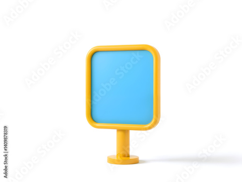 Obraz na płótnie Square-shaped 3D blue signage icon with yellow border, ideal for UI or road signs. Generative AI w salonie