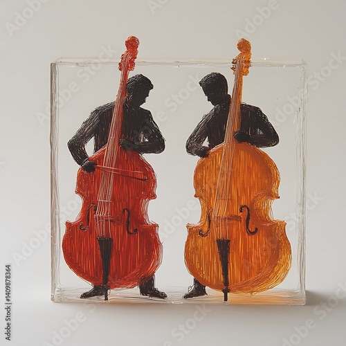 Bass players in acrylic cube