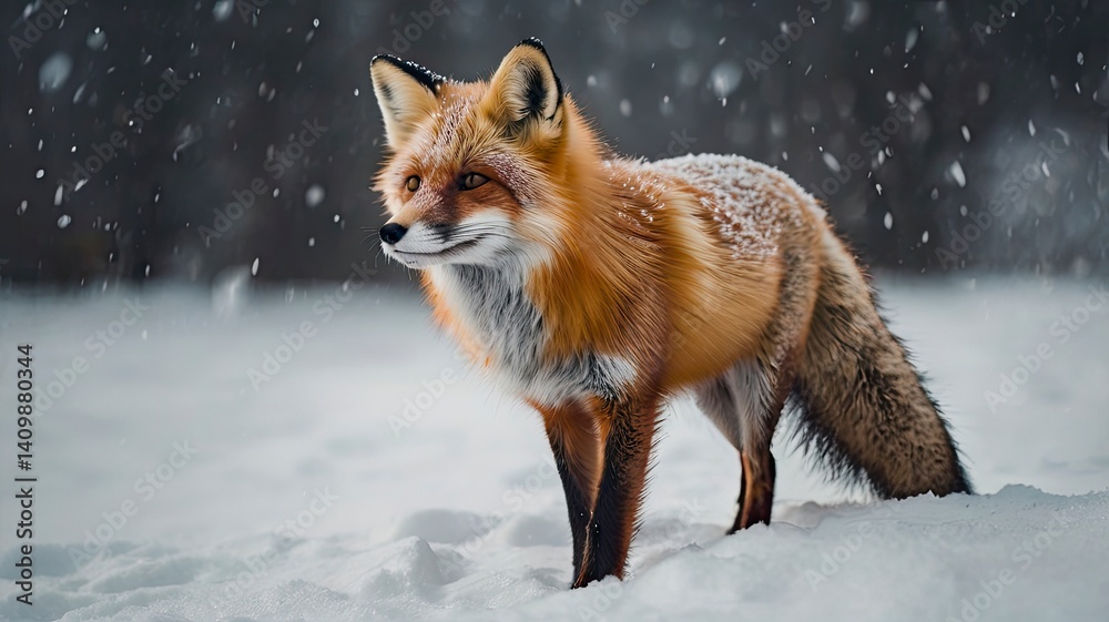 Fototapeta premium cute fox in the snow
