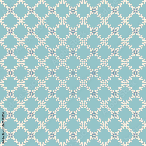 Abstract seamless pattern with diamond shaped with circles and flowers