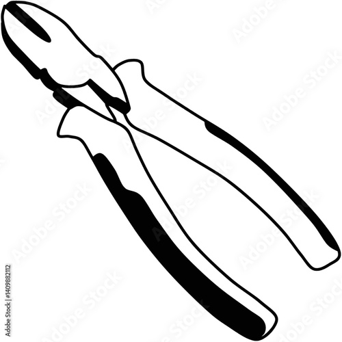 Black and White Pliers Illustration – Hand Tool Vector Drawing