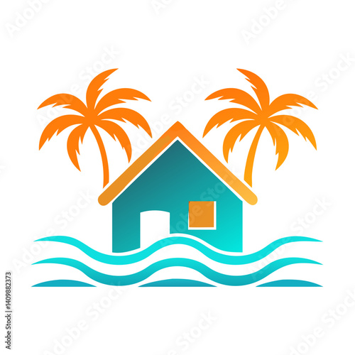 tropical island with house
