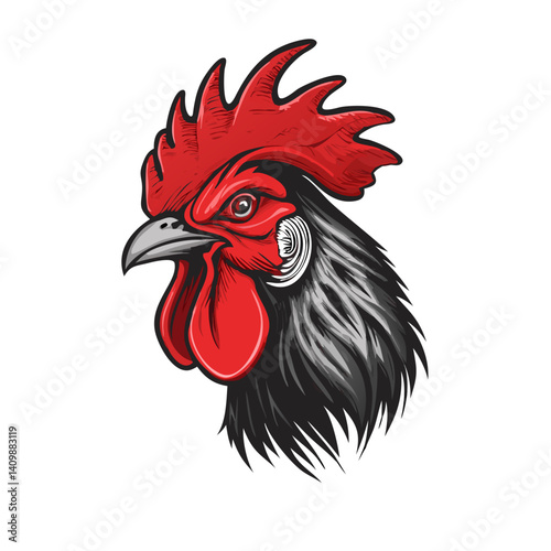 Rooster Head Vector – Bold Farm Animal Illustration PNG