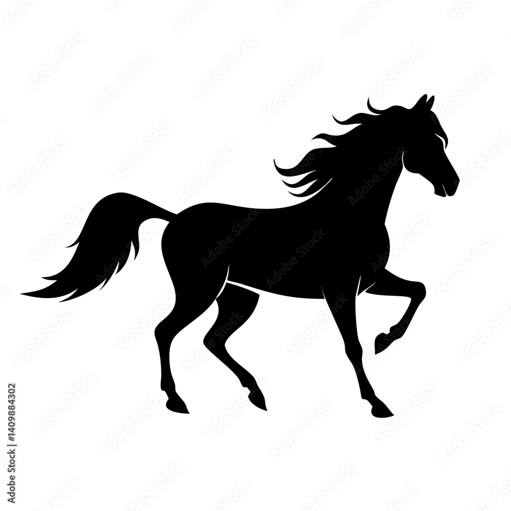 Obraz premium horse silhouette isolated on white, Black Horse Silhouette Vector Art