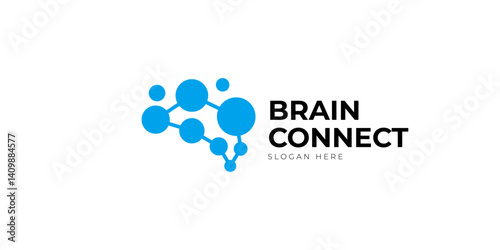 Brain shaped logo design, dots and links logo design, technology logo design