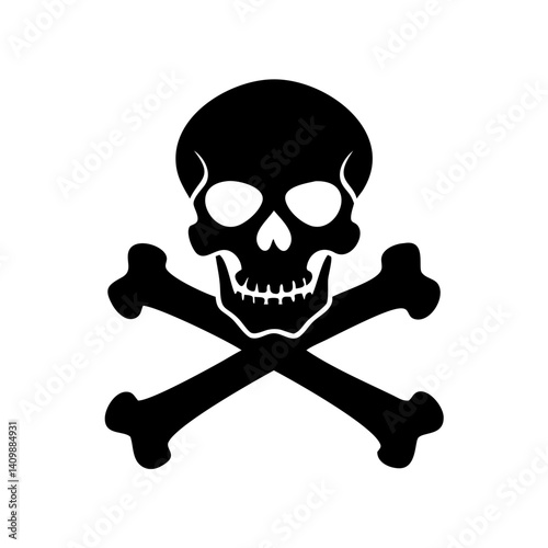 jolly roger skull, skull and crossbones silhouette, scull and bones black on white,  skull and crossbones, Jolly Roger Skull and Crossbones Vector – Pirate Flag Silhouette Graphic