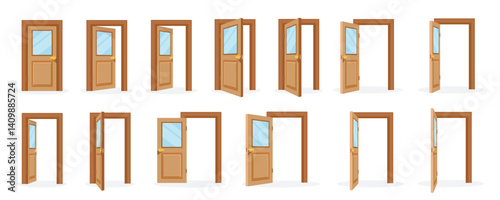 Open door sequence. Entrance and exit set icon