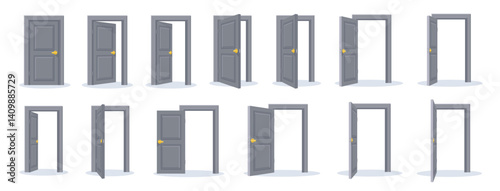 Open door sequence. Entrance and exit set icon