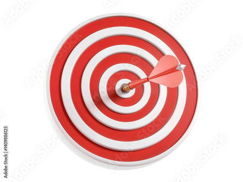 Obraz na płótnie 3D red dart hitting center of target, symbolizing precision, focus and success. Generative AI w salonie