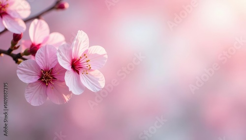 Delicate pink sakura blossoms, soft pastel background, spring background, spring