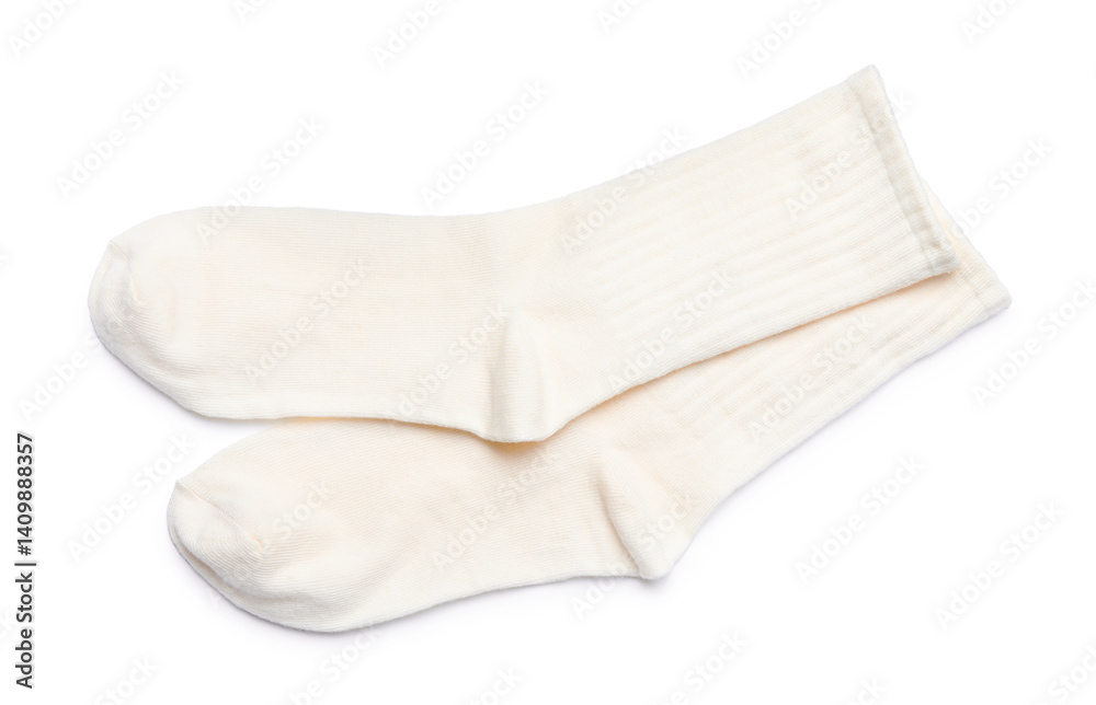 Pair of socks isolated on white, top view Pair of socks isolated on white, top view