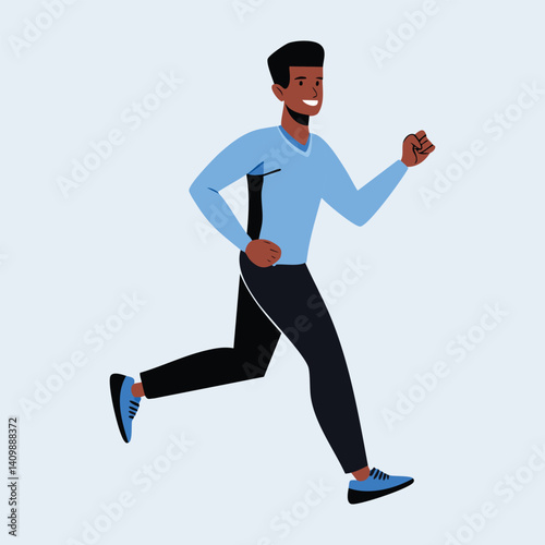 Man Jogging, flat vector illustration 