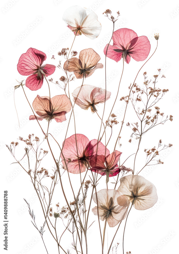 PNG Sweet Peas flowers transparent pressed.