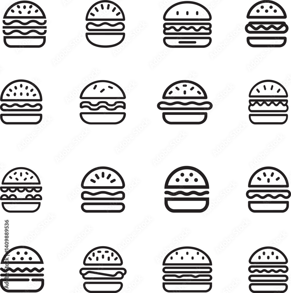 Set of burger line art Icon