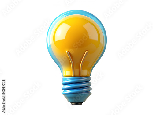 3D Stylized Light Bulb Illustration, 3D Illustration, 3D Rendering, 3D Icon