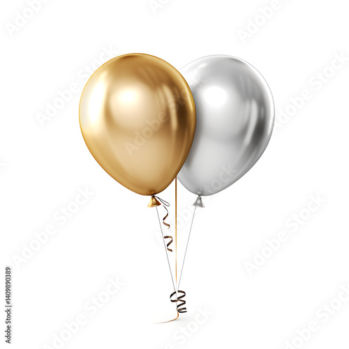 Golden balloon isolated white and transparent background