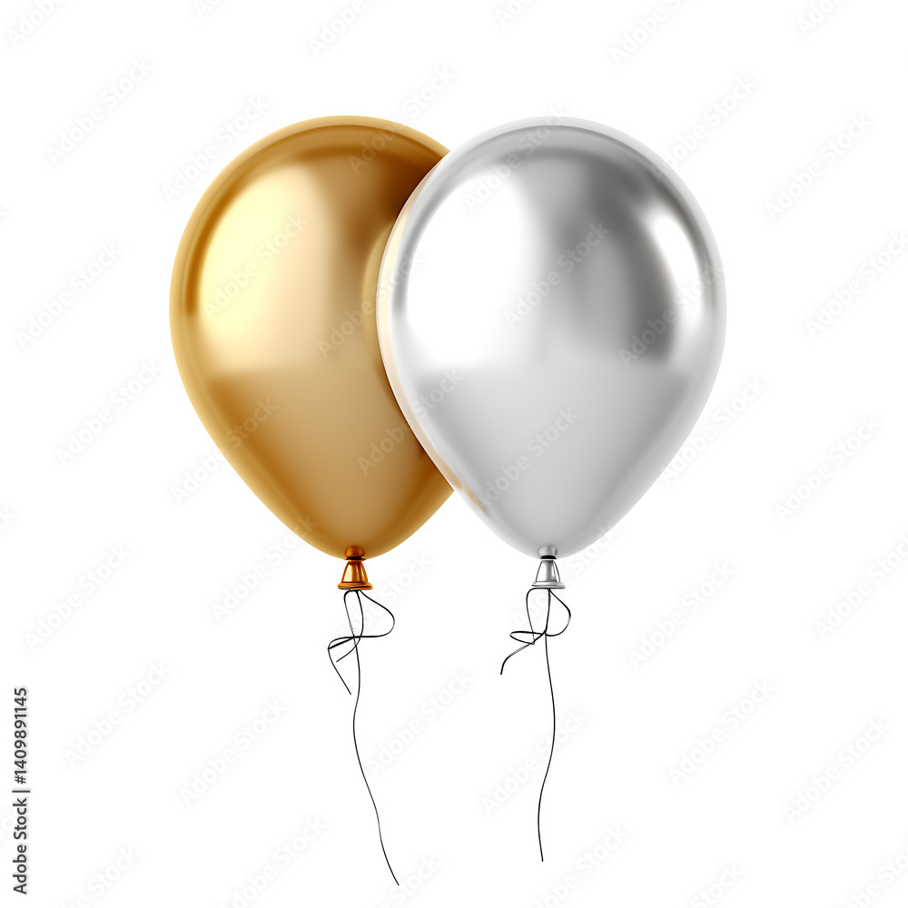 Golden balloon isolated white and transparent background Golden balloon isolated white and transparent background