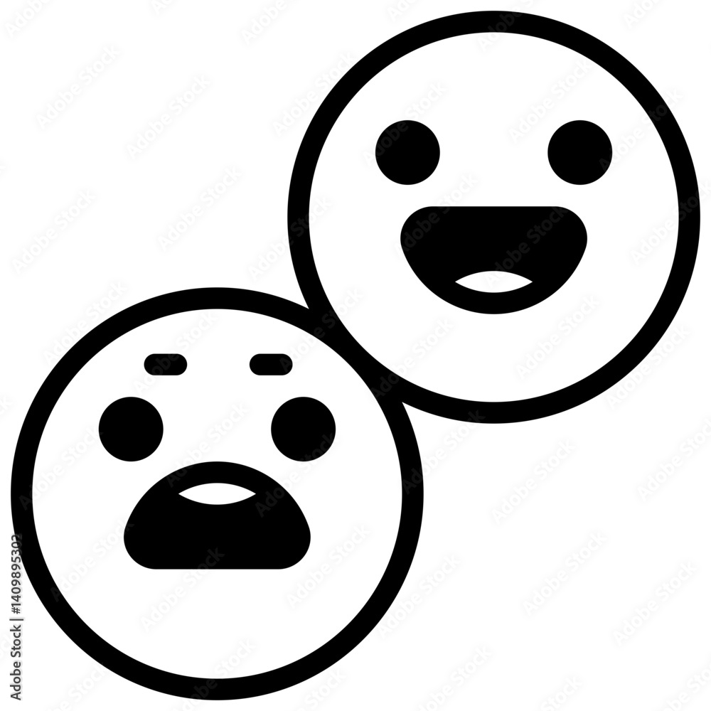 Fototapeta premium Emojis. Outlined stroke vector icon with black-filled details.