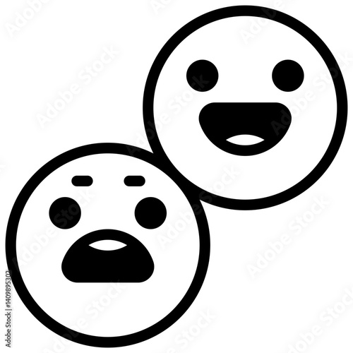 Emojis. Outlined stroke vector icon with black-filled details.