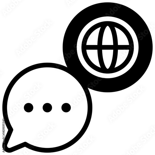 Language. Outlined stroke vector icon with black-filled details.