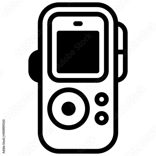Voice recorder. Outlined stroke vector icon with black-filled details.