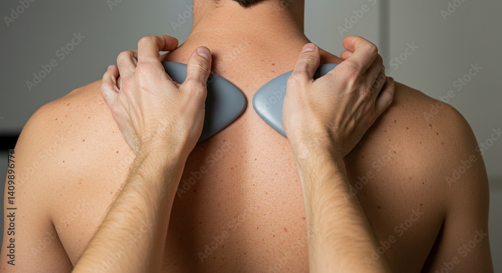 Person receiving gua sha on their back