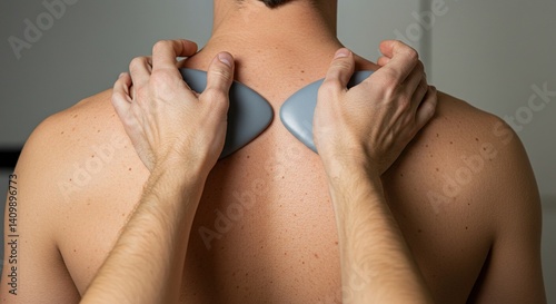 Obraz na płótnie Person receiving gua sha on their back w salonie