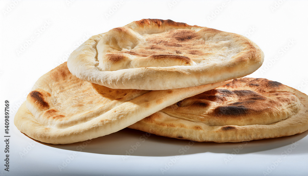 Stack of freshly baked Arabic pita bread with soft textures, isolated on a transparent backround Stack of freshly baked Arabic pita bread with soft textures, isolated on a transparent backround