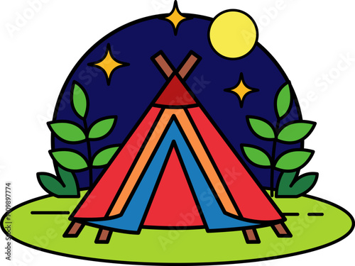 single icon of colorful teepee tent